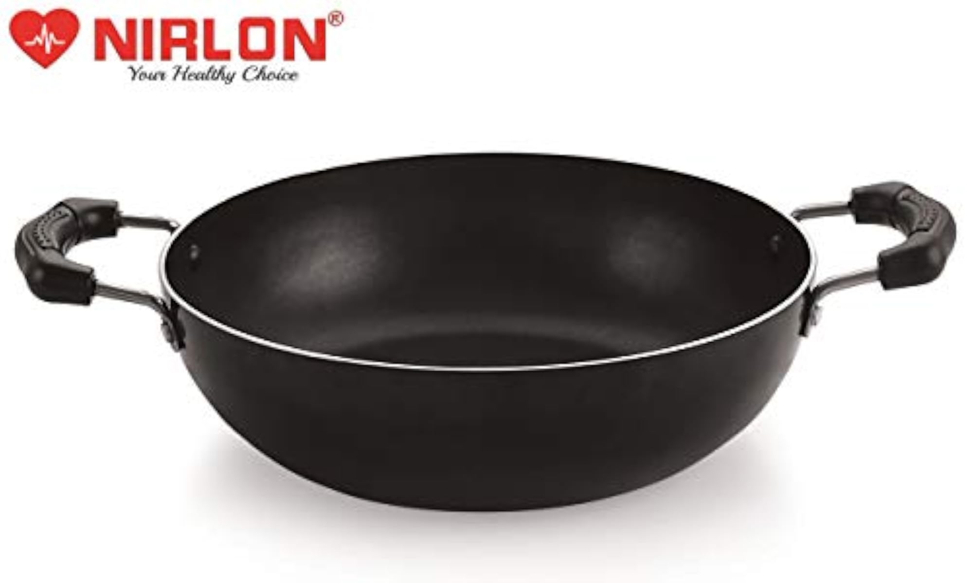 Non-Stick Aluminium Induction Base Cookware Deep Kadhai with Glass Lid