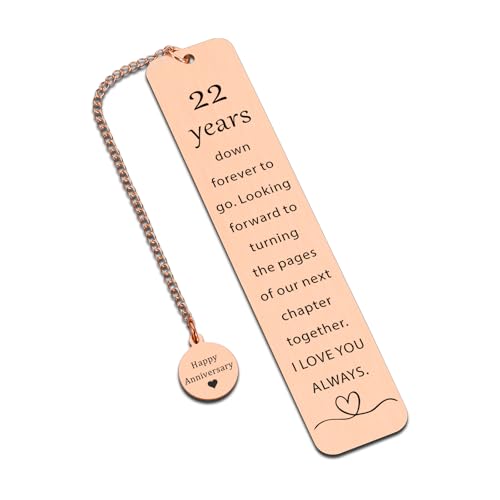22 Year Anniversary Copper Gifts for Him/Her 22th Wedding Anniversary for Wife Husband - Copper Anniversary Bookmark for Women Men Couple