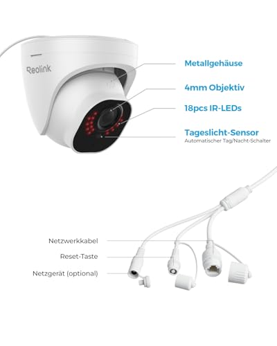 Reolink PoE &Uuml;berwachungskamera 5MP Super HD mit Personen-/Fahrzeugerkennung, IP-Kamera mit microSD-Kartenslot, Audio, IP67 Wasserdicht, 30m IR Nachtsicht, RLC-520A 2 St&uuml;ck