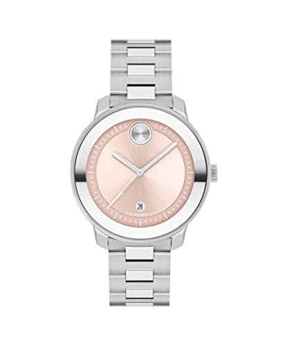 Movado Bold Verso Women's Sport Watch - Swiss Quartz Movement, Stainless Steel Link Bracelet - 3 ATM Water Resistance - Luxury Fashion Timepiece for Her - 38mm