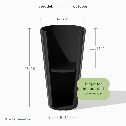 Image of Veradek Column Series Tall Planter - Tapered Outdoor Planter with Shelf