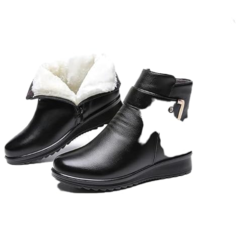 Velvet Boots Made of Leather with Metal Buckle,short boots women,Winter Outdoor Warm Ankle Booties