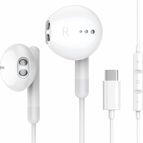 for Motorola Edge 2025'2024/Edge 2023/Edge+ 2023/Razr+ 2025/Razr 2024 Earphones Type C in-Ear Headphones Wired Microphone Volume Control HiFi Stereo Earbuds MP3 Players Noise Isolating Deep Bass