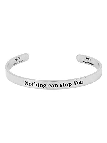 Yellow Chimes Kada Bracelet for Women Nothing Can Stop You (Unisex) Inspirational Gifts Message Engraved Karma Band Bracelet Bangle Stainless Steel for Women and Men