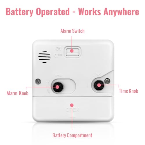Image of Lamisola Ultra Small Battery Analog Travel Alarm Clock, Retro Bedside Desk Clocks for Bedrooms, Vintage Home Decor for Bathroom Kichen Office Room,Pink