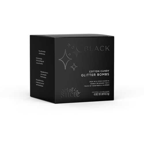 Image of Art of Sucre Black Cotton Drink Candy Glitter Bombs, Edible Glitter, Drop into Drinks, 4 Pieces