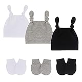 【Größe】 Die Hutgröße beträgt 20 × 16 cm, die Handschuhgröße 10 × 7 cm, perfekt für neugeborene Jungen und Mädchen mit 0-4 Monate.