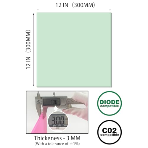 Image of 2pcs Pastel Cell Cast Acrylic Sheets Pistachio Green 1 /8inch (3mm) 11.75x11.75 300x300mm Glossy Matte Laserable Plexiglass Sheets Plasitc Board for Laser Cutting Engraving DIY Project