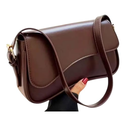 Bolsa Feminina Transversal Baguete Bolsa de Ombro com Alça Ajustável Marrom