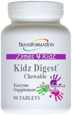 TRANSFORMATION THE GENESIS OF GOOD HEALTH Enzymes Kidz Digestive Enzyme Supplement Chewable, Promote Healthy & Complete Digestion & Elimination for Children, 90 Tablets