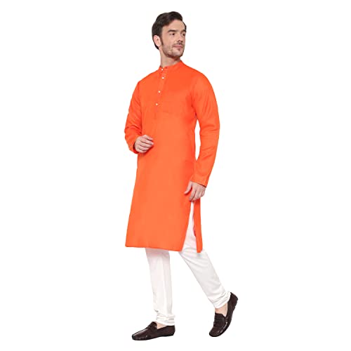 Image of LATEST CHIKAN Men's Cotton Blend Regular Solid Kurta Pyjama Set - Casual Ethnic Set