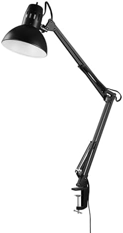Globe Electric 12641 Architect 32" Swing-Arm Clamp-On Lamp, Black Architect, Finish, LED Bulb Included
