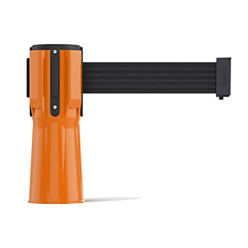 Trafford Industrial 11 Ft. Cone-Mounted Retractable Belt Barrier Orange Case with Black Belt