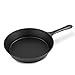 Czarna żeliwna patelnia, patelnia z płaskim dnem, nieprzywierający omlet, patelnia śniadaniowa, patelnia do naleśników, kuchenka indukcyjna gazowa, uniwersalna (rozmiar: 24 cm długości x 5 cm wysokości)