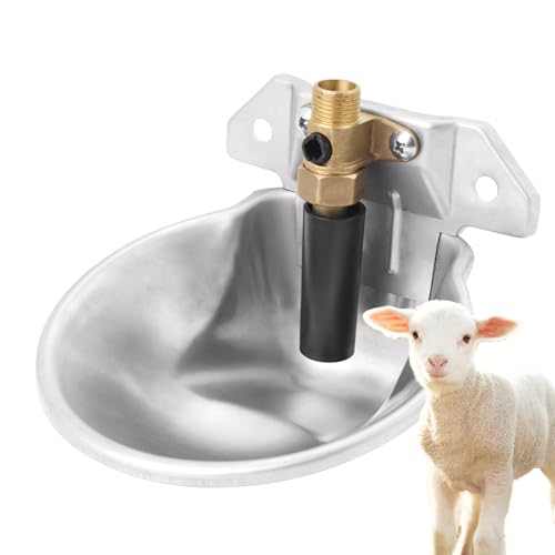 Stainless Steel Sheep Automatic Water Drinking Bowl,Livestock Water Bowl with Copper Valve,Automatic Waterer for Goat Calves Cattle Pig Dog Piglets