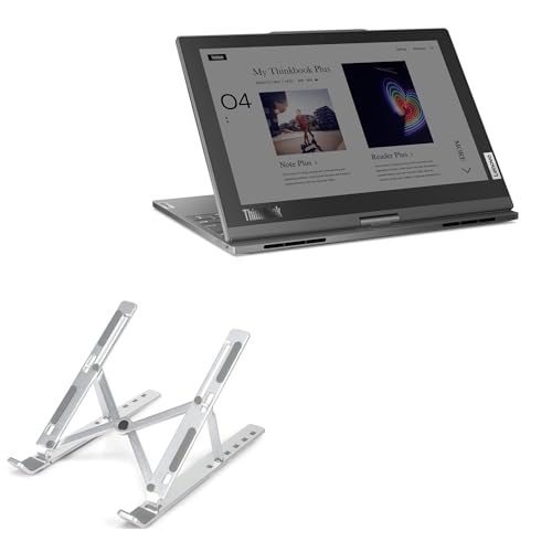 BoxWave Stand and Mount Compatible with Lenovo ThinkBook Plus Twist - Compact QuickSwitch Laptop Stand, Portable Multi Angle Viewing Foldable Riser - Metallic Silver