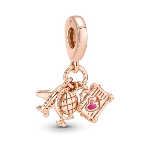 Panwob Jewelry Rose Gold Airplane Globe Suitcase Dangle Charm For Women Bracelets Necklaces In 925 Sterling Silver,Mother'S Day Christ thumb #4
