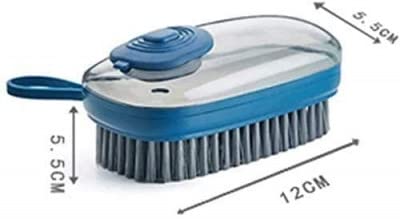 RAVIRANDAL 3 in 1 Multifunctional Washing Brush - Silicone & PBT Material - White - Automatic Liquid Adding - Soft Hair Laundry & Dishwashing Brush - Includes PBT Bristles, Sponge & Emery Brush Heads 3