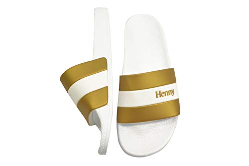 Henny Stripe Slides White Gold Slip On Men's Sandals3