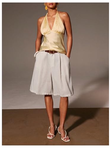 Débardeur en satin dos nu ajusté résolvant le manque de style - 5
