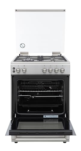 Hoover 60x60 Gas Cooker - 4 Burners, Full Gas Oven & Grill, Rotisserie, Auto Ignition, Cast Iron Pan Support, Safety Features, Stainless Steel, 1-Year Warranty, Made in Turkey - HGC-V64G-SP