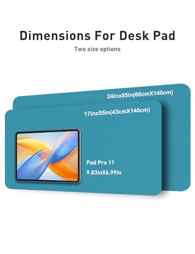 Image of Aothia Faux Leather Desk Mat - Non-Slip PU Leather Desk Blotter, Waterproof Writing Surface, Large Desk Pad for Office & Home (Turquoise, 55 inch x 24 inch)