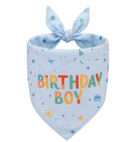 Dog Birthday Bandana Dog Birthday Decorations for Slightly Larger Medium Small Boy Girl Dog Bandana(Blue)