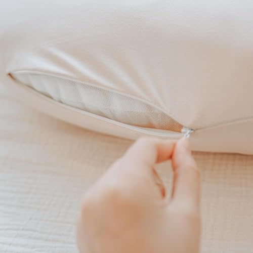 Image of Konssy 2 Pack Nursing Pillow Covers, Stretchy and Soft Nursing Cover for Breastfeeding, Pillow Slipcover for Baby Girls Boys Newborn (Beige, Blossom)