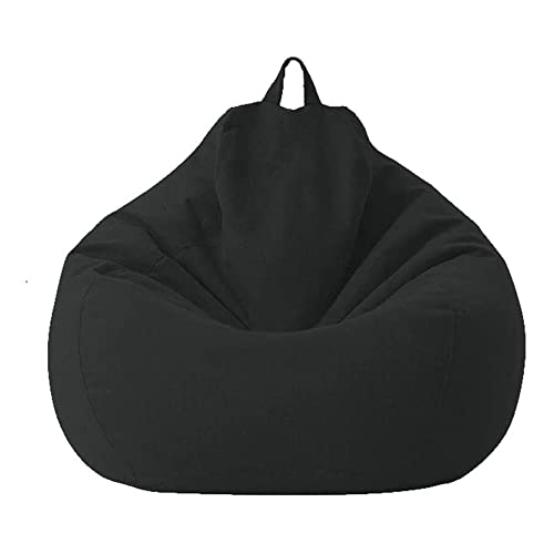 Highdi Funda de Puff sin Relleno Bolsa de Frijoles, Bean Bag Puf Protector de Sofás, Puff Cubierta Moderno para Niños y Adultos, para Sofá Perezoso Cubierta de Sillón (70x80cm,Negro)
