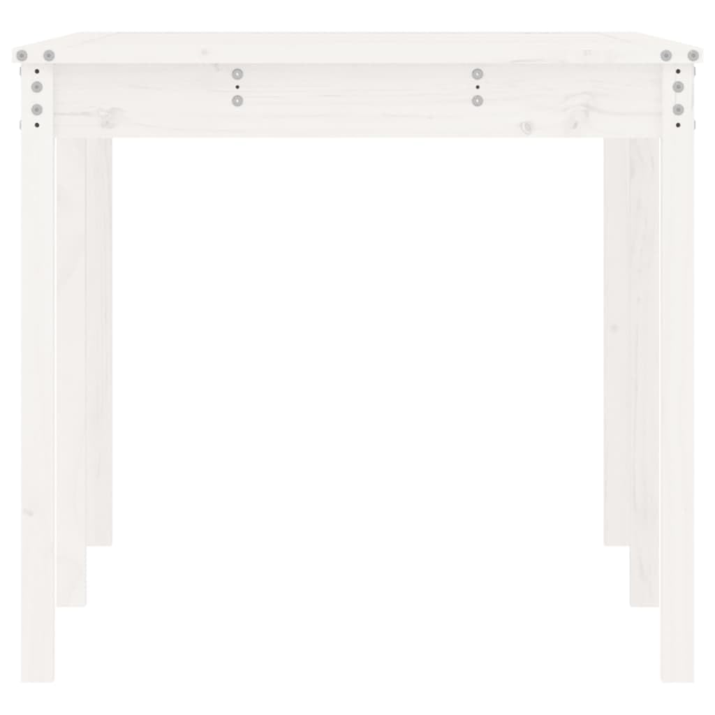Stół ogrodowy, biały, 159,5 x 82,5 x 76 cm, lite drewno sosnowe, klasyczny stół drewniany do ogrodu, na taras, balkon, stabilna rama i wytrzymały blat stołu do użytku na zewnątrz