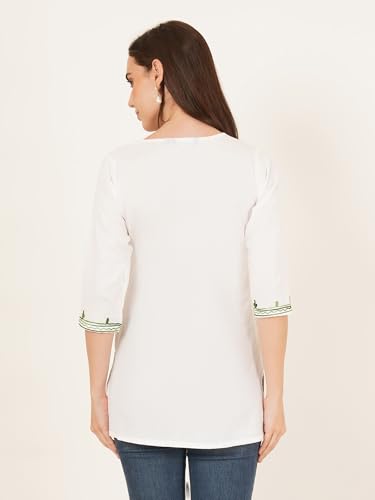 Image of Women's Pure Cotton Embroidered Short Kurtis