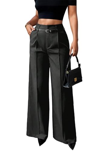 DINGANG Wide Leg Work Pants Women High Waisted Straight Leg Dress Pant Slacks Business Office Trousers