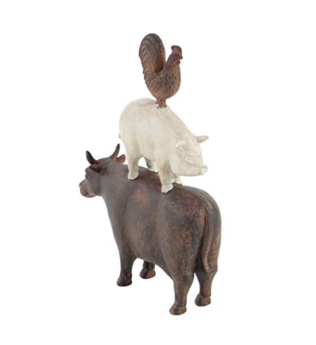 Deco 79 Polystone Farm Animals Stacked Sculpture, 11" X 3" X 14", Brown #TOP5