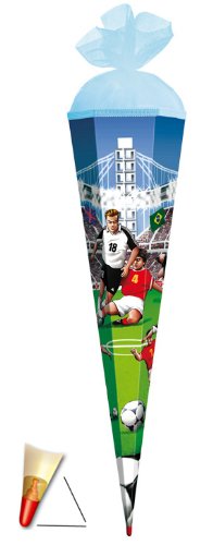 Schultüte - Fußball 35 cm - mit Tüllabschluß - Zuckertüte Roth Fussball Ball Sport Fussballer Bälle Tor Jungen