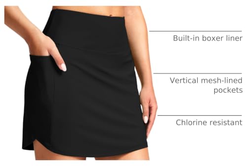Image of SANTINY Women's 17'' Long Swim Skirt with Pockets High Waisted Modest Tummy Control Swimsuit Skirt Bathing Suit Bottoms