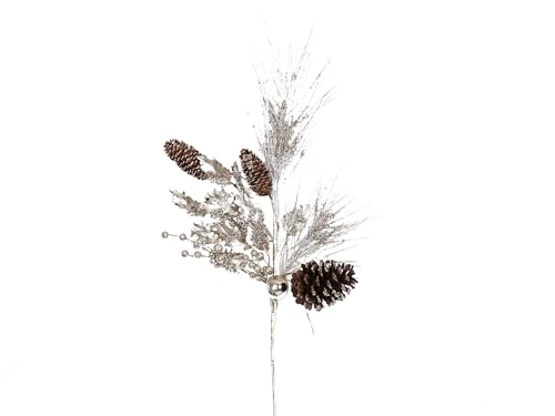 Tige dorée de Noël aux pommes de pin pour centre de table chic - 2