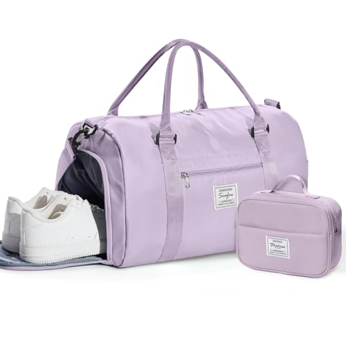 Image of Gym Bag Womens Mens with Shoes Compartment and Wet Pocket Travel Duffel Bag for Women for Plane Sport Gym Tote Bags with Toiletry Bag Waterproof Weekend Overnight Carry on Bag Hospital Holdalls