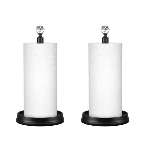 Paper towel holder with crystal top, matte black (2 pack)