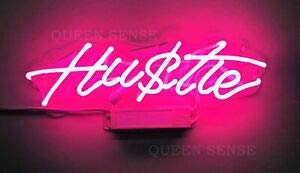 HOLTEEZ Beer Bar Hustle Pink Neon Lamp Sign 14inx5in Acrylic Light Bar Artwork Decor Handmade Pub