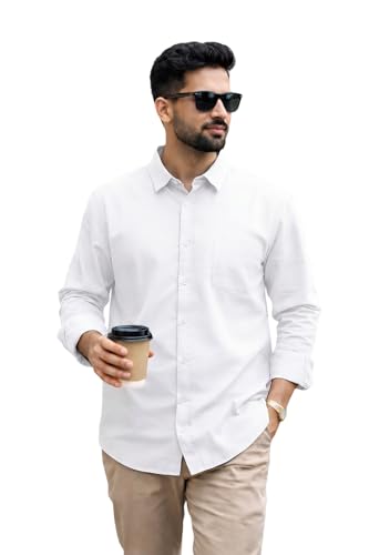 Image of Men's Solid Casual Shirt | Casual Plain Button Down Shirt for Men | Regular Fit Full Sleeves Smart Formal & Casual Wear