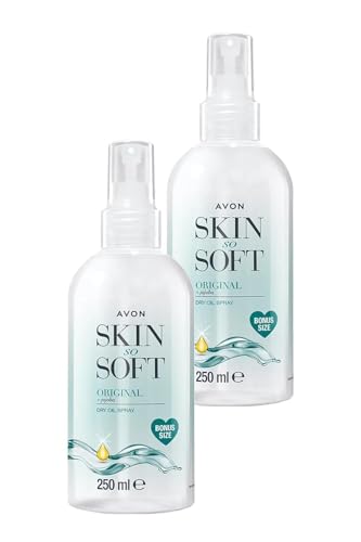 AVON SKIN SO SOFT Original Jojoba Dry Oil Spray 8.45 Fl oz |Moisturizing Body Oil with Vitamin E | After Shower Body Oil 250ML (2- PACK)