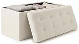edihome, Puff Almacenaje Plegable, (38 x 76 x 38 cm), Baul, Otomana con Tapa –...