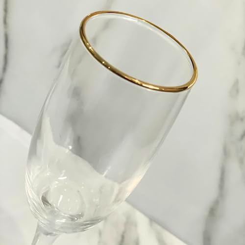 Jogo Taças Premium Champagne Borda Dourada 160ml Champanhe Luxo Caixa com 6 unidades