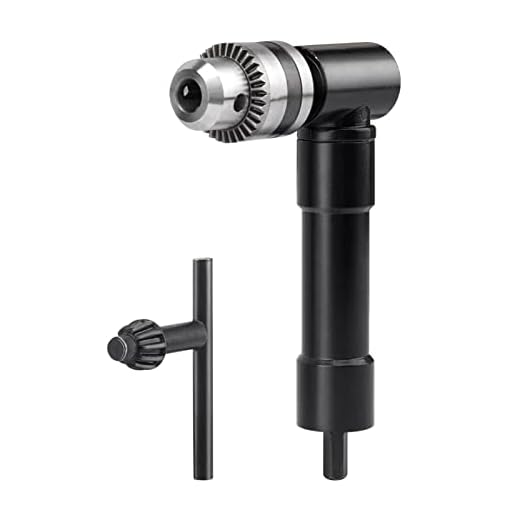 Right Angle Attachment 90 Degree Cordless Right Angle Drill Adapter Router Bit Extension Drilling Tool with 3/8" Keyed Chuck 8mm Hex Shank(Black)