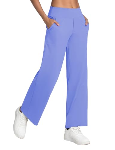 Image of BUBBLELIME Women High Waist Wide Legs Yoga Pants Loose Sweatpants Pockets | 29 inch /31 inch /33 inch /35 inch /37 inchInseam,2 Styles / Dress /Basic,Lounge,Comfy,Stretch Casual Work