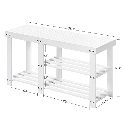 Songmics Bamboo Shoe Bench, Shoe Rack For Boots, Entryway Storage Organizer, 3-Tier Shoe Shelf, For Hallway, Bathroom, Living Room, Corridor, White Ulbs006W01 #TOP2