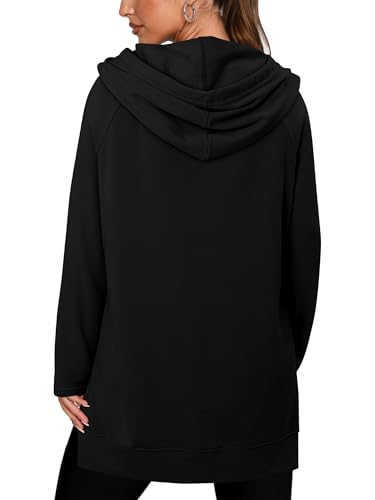 KISSMODA Women Hoodies Dress Long Sweatshirts Dress Raglan Sleeves Oversized Sweatshirts with Pocket 2025 Fall Winter Trendy