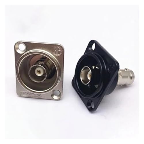 Adaptador BNC Doble Tipo D Plateado con Montaje en Chasis de Panel Coaxial 2