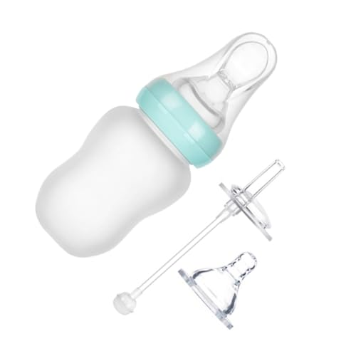 WEKADRIN Biberón Multifuncional de Silicona para Bebés Compacto y Portátil con Diseño Antirrotura y Control de Dosis para Alimentación y Papillas Color Azul