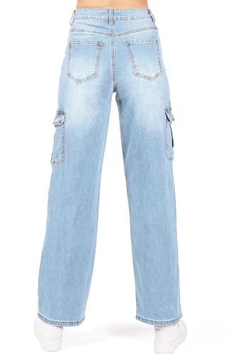 WAX JEAN Womens Juniors Wide Leg Cargo Carpenter Jeans3